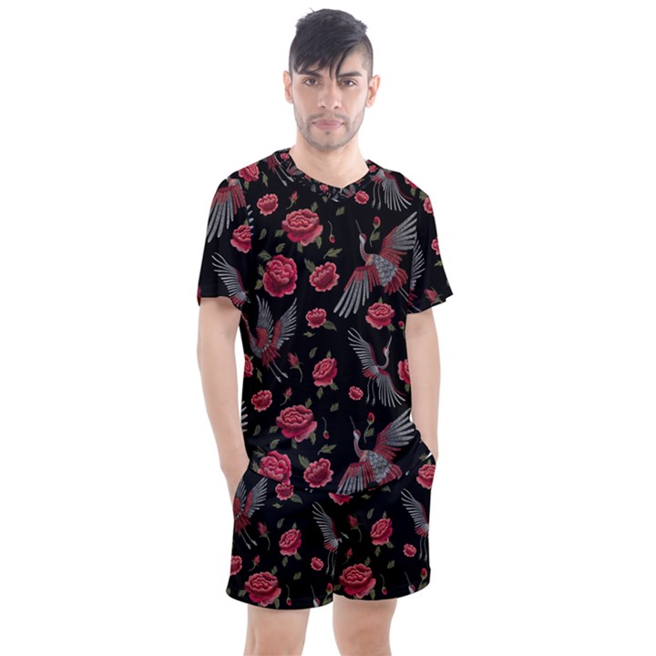 Cranes n Roses Men s Mesh Tee and Shorts Set