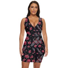 Cranes N Roses Draped Bodycon Dress by HWDesign