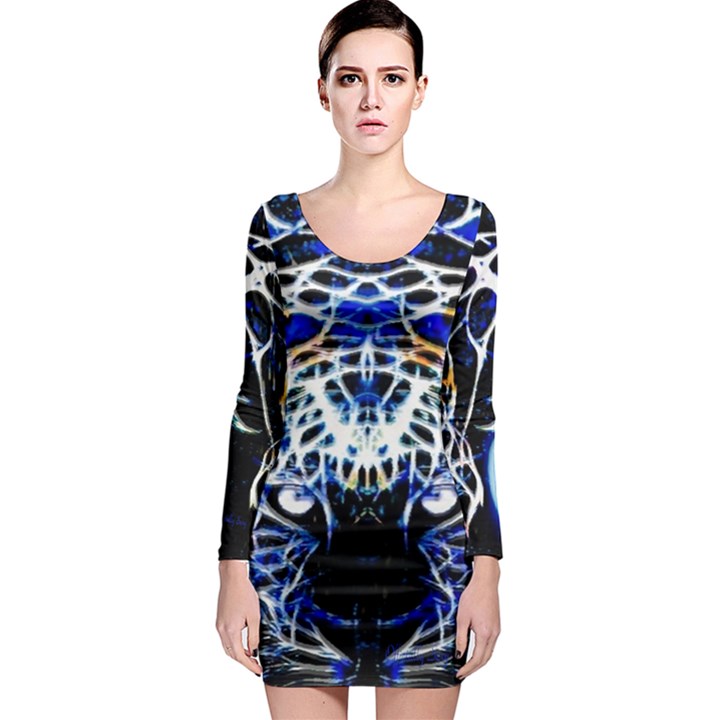 Officially Sexy Panther Collection Blue Long Sleeve Bodycon Dress