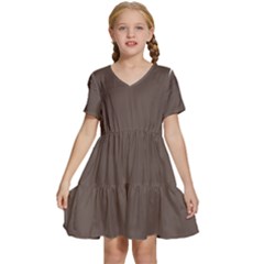 Coffee Quartz Kids  Short Sleeve Tiered Mini Dress