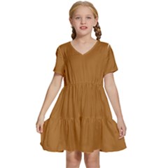 Sudan Brown Kids  Short Sleeve Tiered Mini Dress by retrotoomoderndesigns