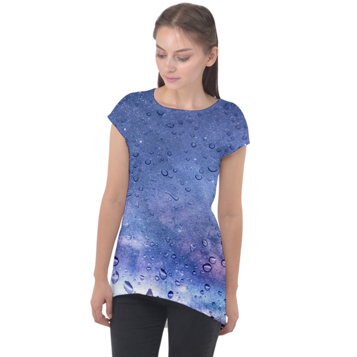 Gouttes d eau Galaxy Cap Sleeve High Low Top