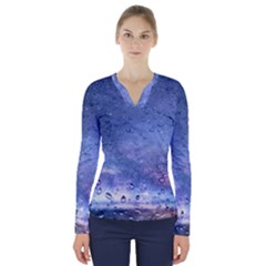 Gouttes D eau Galaxy V-neck Long Sleeve Top by kcreatif