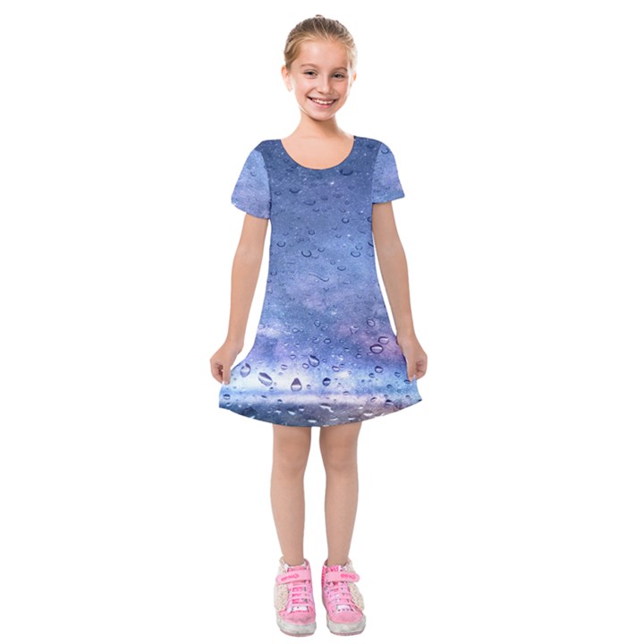 Gouttes d eau Galaxy Kids  Short Sleeve Velvet Dress