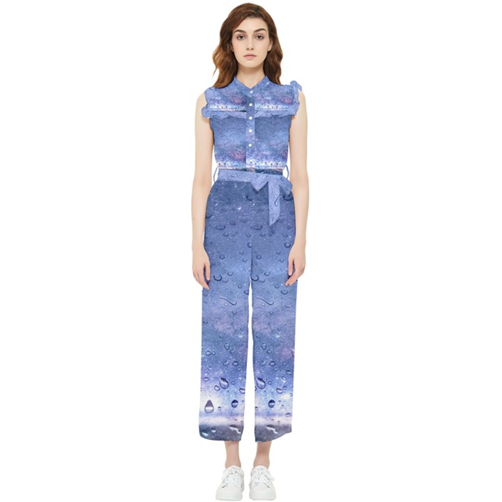 Gouttes d eau Galaxy Women s Frill Top Chiffon Jumpsuit