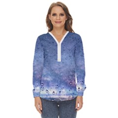 Gouttes D eau Galaxy Zip Up Long Sleeve Blouse