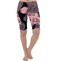 Abstrait Effet Formes Noir/rose Cropped Leggings 