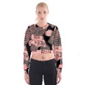 Abstrait Effet Formes Noir/Rose Cropped Sweatshirt View1