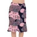 Abstrait Effet Formes Noir/Rose Short Mermaid Skirt View1