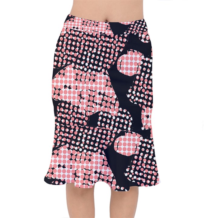 Abstrait Effet Formes Noir/Rose Short Mermaid Skirt