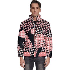 Abstrait Effet Formes Noir/rose Men s Puffer Bubble Jacket Coat