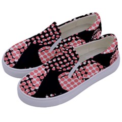 Abstrait Effet Formes Noir/rose Kids  Canvas Slip Ons by kcreatif