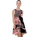 Abstrait Effet Formes Noir/Rose Frill Swing Dress View1