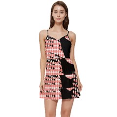 Abstrait Effet Formes Noir/rose Short Frill Dress