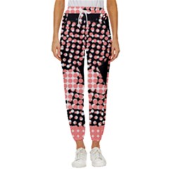 Abstrait Effet Formes Noir/rose Cropped Drawstring Pants