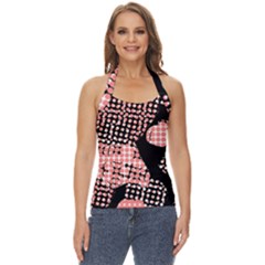 Abstrait Effet Formes Noir/rose Basic Halter Top