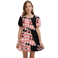 Abstrait Effet Formes Noir/rose Kids  Short Sleeve Dolly Dress