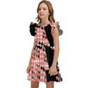 Abstrait Effet Formes Noir/Rose Kids  Winged Sleeve Dress View2