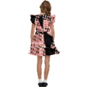 Abstrait Effet Formes Noir/Rose Kids  Winged Sleeve Dress View4