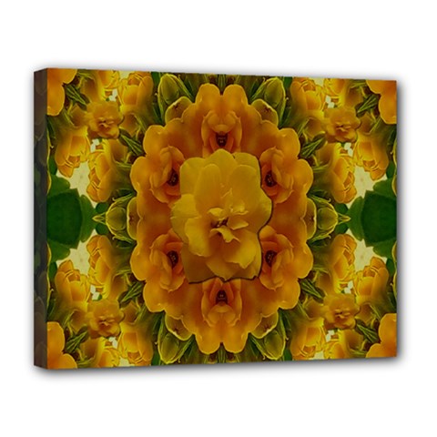 Tropical Spring Rose Flowers In A Good Mood Decorative Canvas 14  X 11  (stretched) by pepitasart