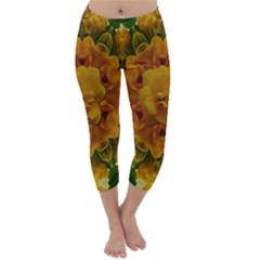 Tropical Spring Rose Flowers In A Good Mood Decorative Capri Winter Leggings  by pepitasart