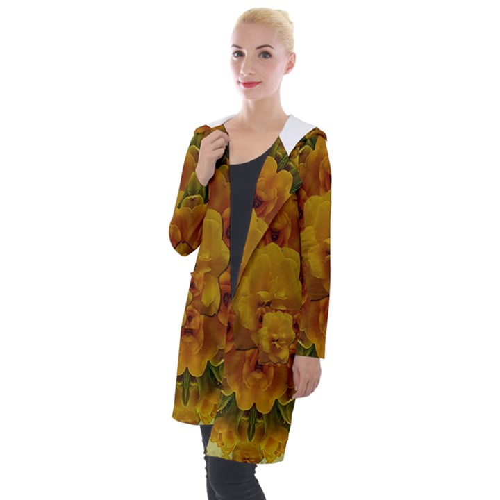 Tropical Spring Rose Flowers In A Good Mood Decorative Hooded Pocket Cardigan