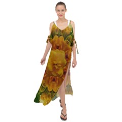 Tropical Spring Rose Flowers In A Good Mood Decorative Maxi Chiffon Cover Up Dress by pepitasart