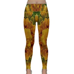 Tropical Spring Rose Flowers In A Good Mood Decorative Lightweight Velour Classic Yoga Leggings by pepitasart