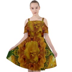 Tropical Spring Rose Flowers In A Good Mood Decorative Cut Out Shoulders Chiffon Dress by pepitasart