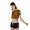 Tropical Spring Rose Flowers In A Good Mood Decorative Tie Back Short Sleeve Crop Tee View2