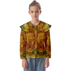 Tropical Spring Rose Flowers In A Good Mood Decorative Kids  Peter Pan Collar Blouse by pepitasart