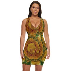 Tropical Spring Rose Flowers In A Good Mood Decorative Draped Bodycon Dress