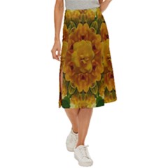 Tropical Spring Rose Flowers In A Good Mood Decorative Midi Panel Skirt by pepitasart