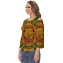 Tropical Spring Rose Flowers In A Good Mood Decorative Cut Out Wide Sleeve Top View2