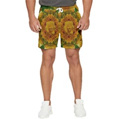 Tropical Spring Rose Flowers In A Good Mood Decorative Men s Runner Shorts by pepitasart