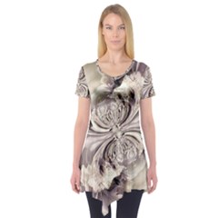 Fractal Feathers Short Sleeve Tunic  by MRNStudios