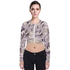 Fractal Feathers Long Sleeve Zip Up Bomber Jacket by MRNStudios