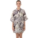 Fractal Feathers Half Sleeve Satin Kimono  View1