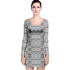 Nature Collage Seamless Pattern Long Sleeve Velvet Bodycon Dress