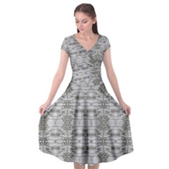 Nature Collage Seamless Pattern Cap Sleeve Wrap Front Dress