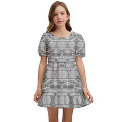 Nature Collage Seamless Pattern Kids  Short Sleeve Dolly Dress