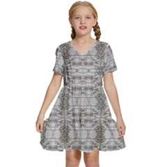 Nature Collage Seamless Pattern Kids  Short Sleeve Tiered Mini Dress