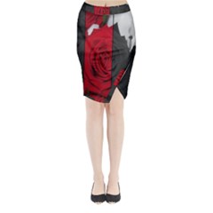 Roses Rouge Fleurs Midi Wrap Pencil Skirt by kcreatif