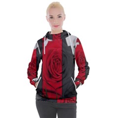 Roses Rouge Fleurs Women s Hooded Pullover by kcreatif