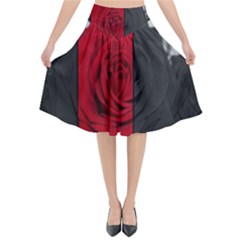 Roses Rouge Fleurs Flared Midi Skirt by kcreatif