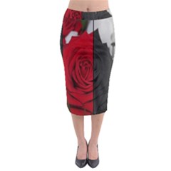 Roses Rouge Fleurs Midi Pencil Skirt by kcreatif