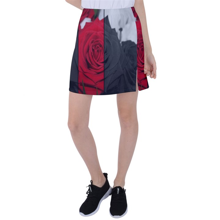 Roses Rouge Fleurs Tennis Skirt