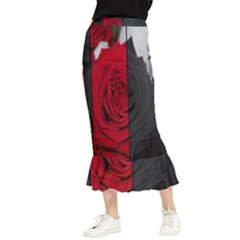 Roses Rouge Fleurs Maxi Fishtail Chiffon Skirt by kcreatif