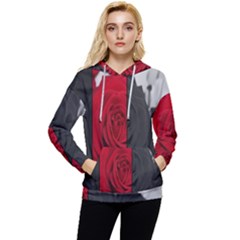 Roses Rouge Fleurs Women s Lightweight Drawstring Hoodie