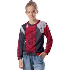 Roses Rouge Fleurs Kids  Long Sleeve Tee With Frill 